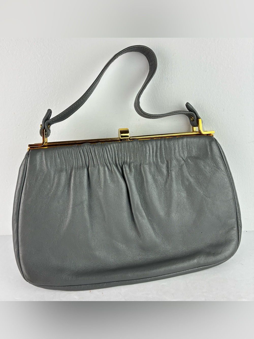 Etra Vintage 1950’s Gray Leather Handbag